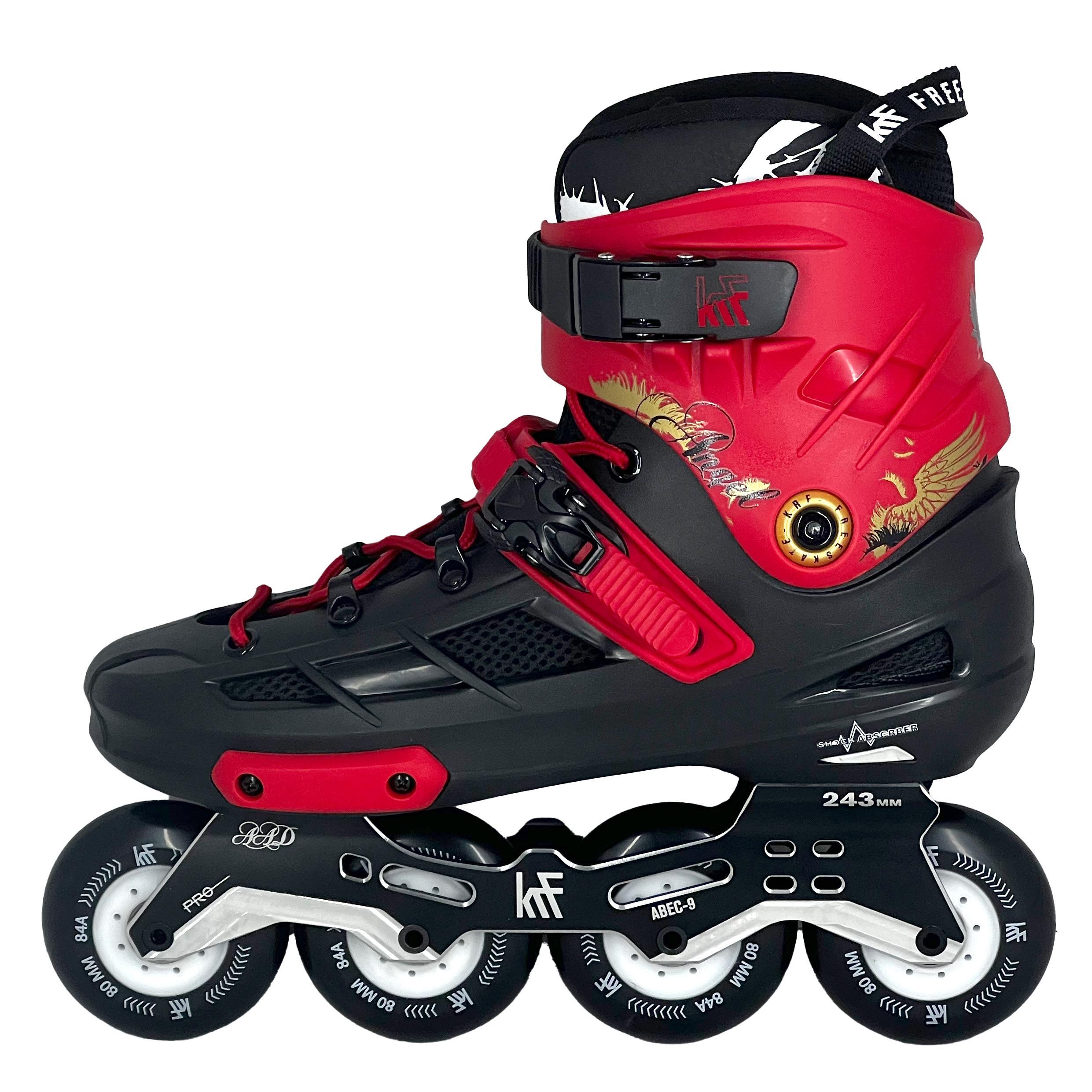 KRF The New Urban Concept Patin 4 Ruedas de 80 mm Freeskate Edicion Especial Negro/Rojo Velocidad