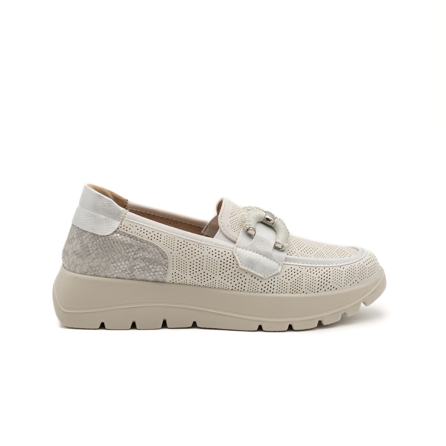 Mysoft 26M262 Mocasines plataforma de mujer con textil combinado