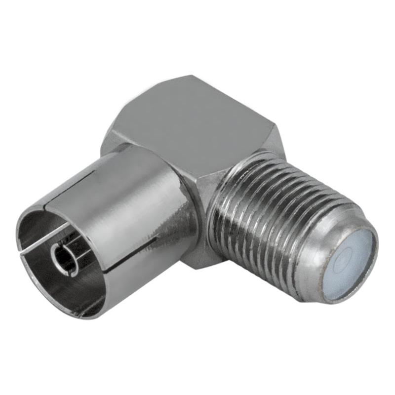 Adaptador F hembra a hembra TV 9,5mm, codo