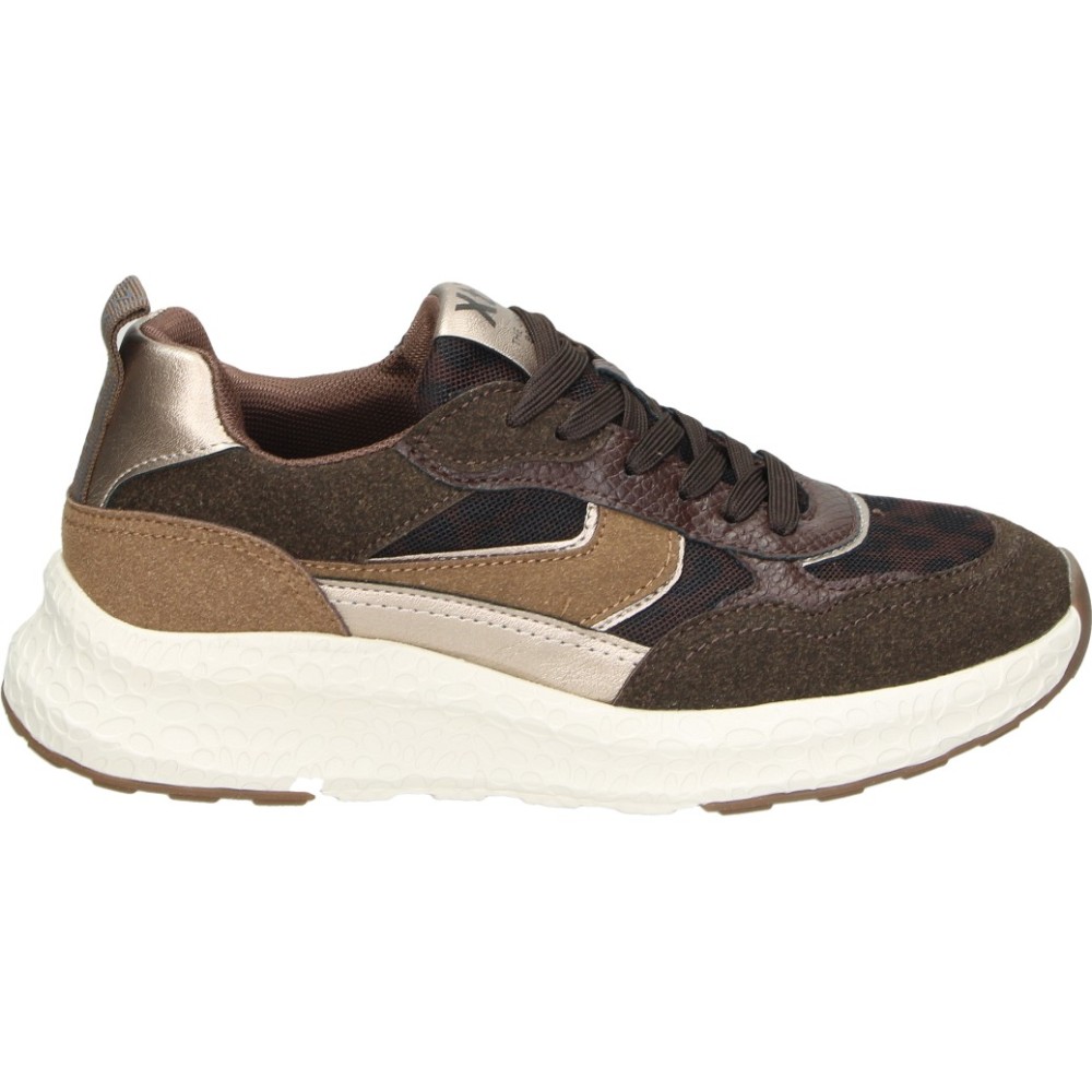 XTI | Zapato con Cuña XTI para Mujer – Zapato Casual en Color Marrón con Detalles – Zapato con Cordones y Cremallera – Cuña Media y Cómoda – Versátiles – Modelo 146145
