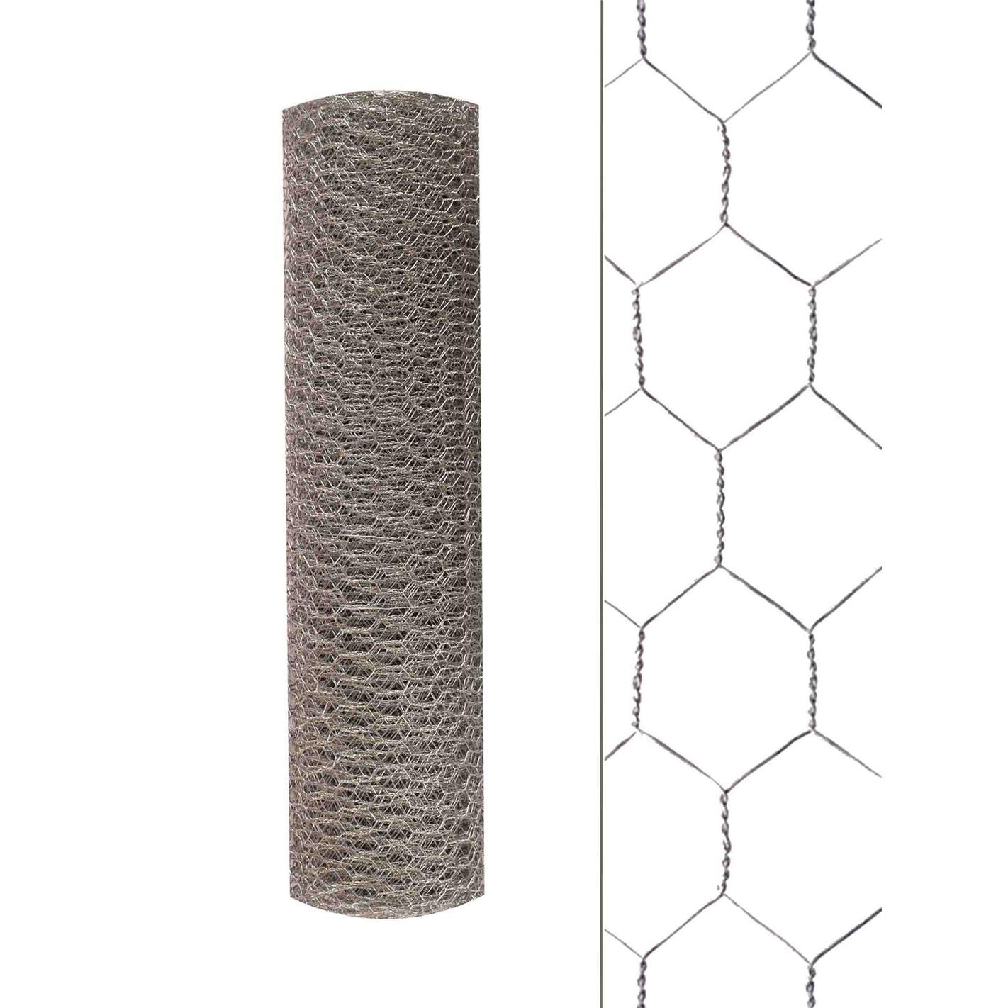 JARDIN202 - Malla Metálica Hexagonal – Rollo Alambre Multiusos Galvanizado Plata