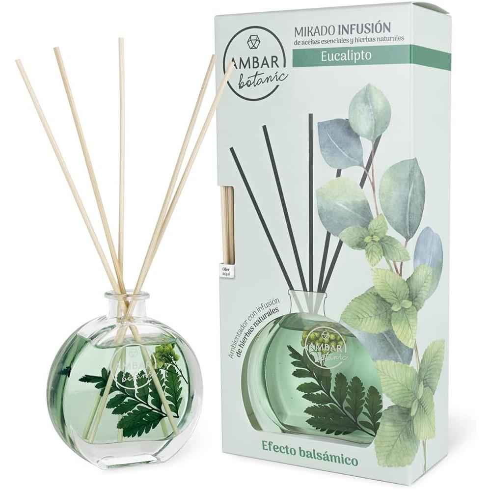 Ambientadores 360 - Mikado 75 ml Ambar Botanic | Ambientador Natural para Hogar con Aceites Esenciales y Hierbas | Efecto Estimulante y Aromaterapia | con Aroma Herbal