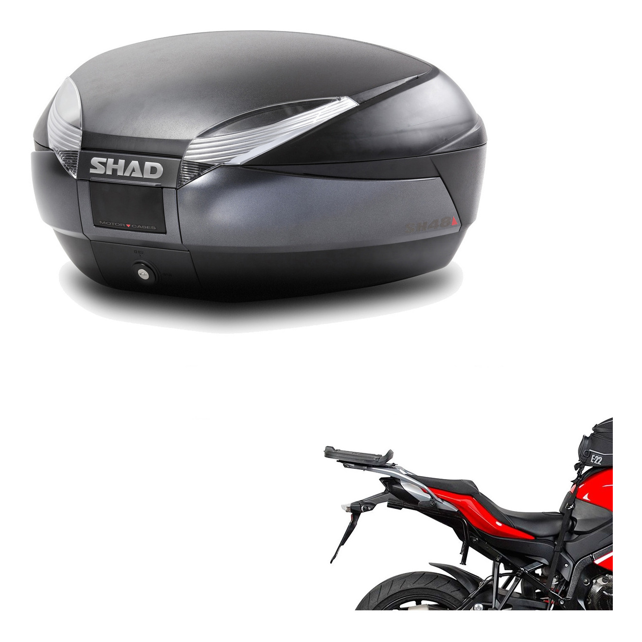 Baul Trasero + Herraje Montaje Sh48 Dark Grey Premium KIT-190082
