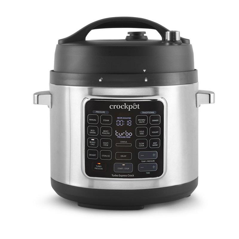 CrockPot – Olla de presión eléctrica CrockPot Multicooker Turbo Express CSC062X con capacidad para 5,6 litros.