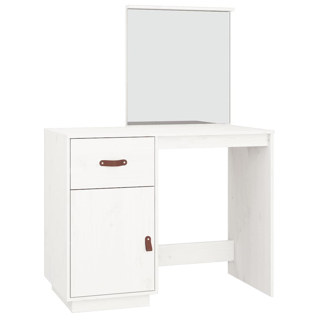 vidaXL Mesa tocador de madera maciza de pino blanca 95x50x134 cm