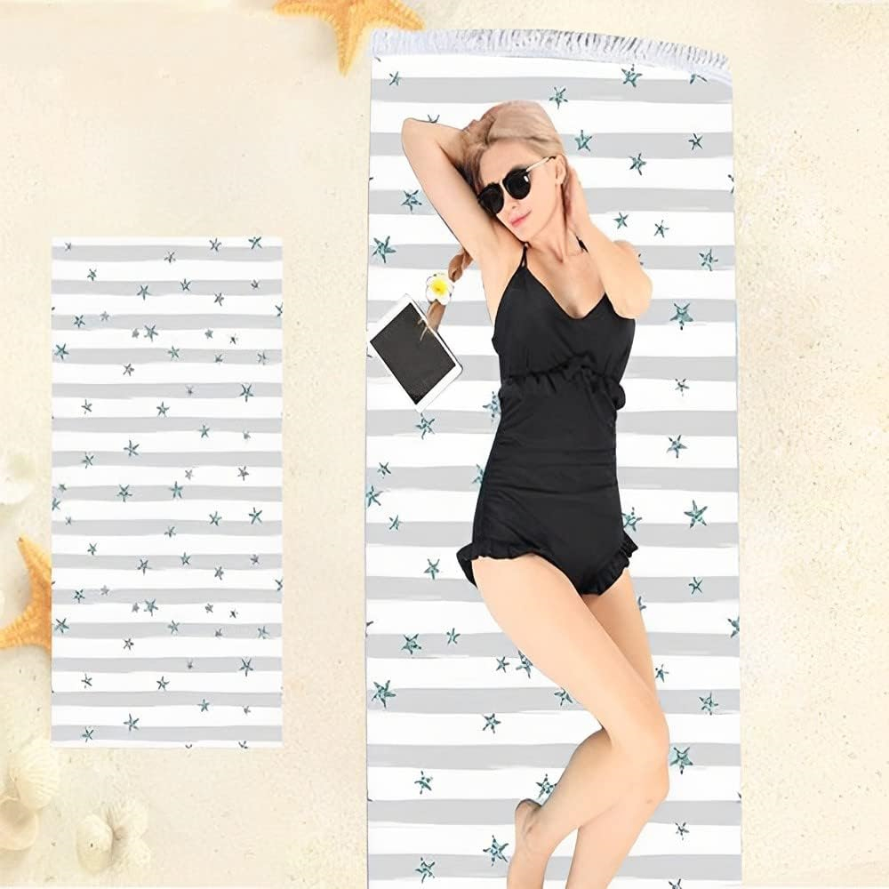 PLUSHOME Toalla de Playa Rectangular 90x170cm de Microfibra Alta Calidad
