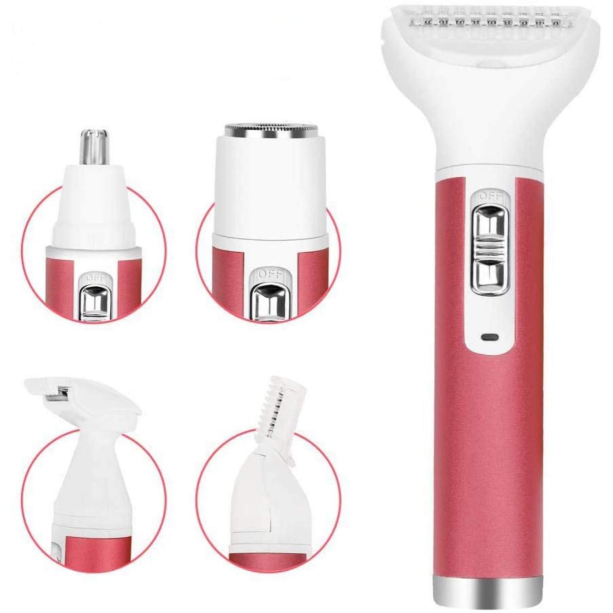 Accesorios de depilación para mujer, Afeitadora eléctrica indolora 5 en 1, recortadora de Bikini impermeable