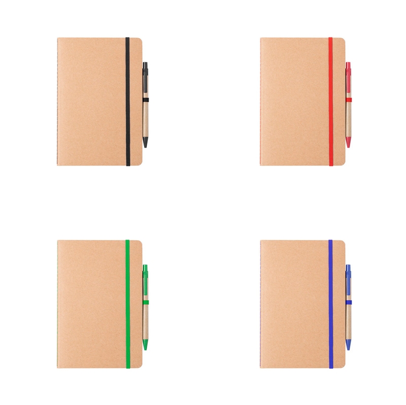 Disok Lote de 20 Set Libreta + Bolígrafo Nature Cartón Reciclado - Regalos para Fiestas