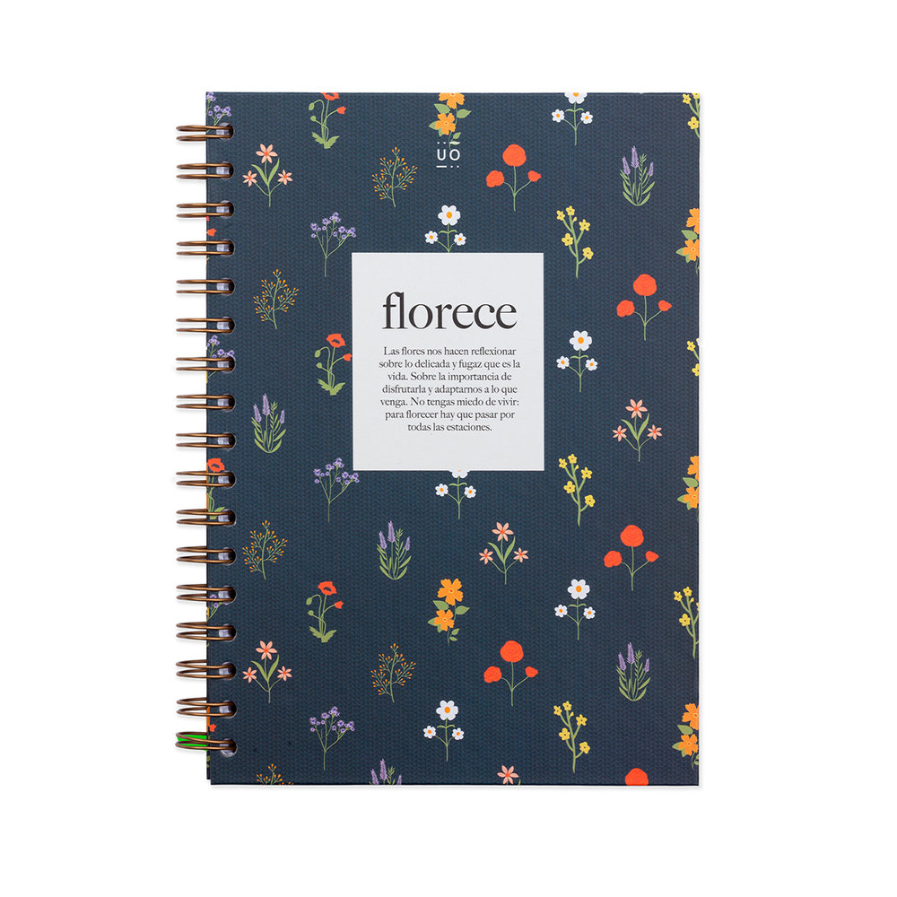 UO LIBRETA FLORECE 16.5 X 23 CM AGENDAS Y PAPELERIA UO 2025-2026 16x23x2 Cms.
