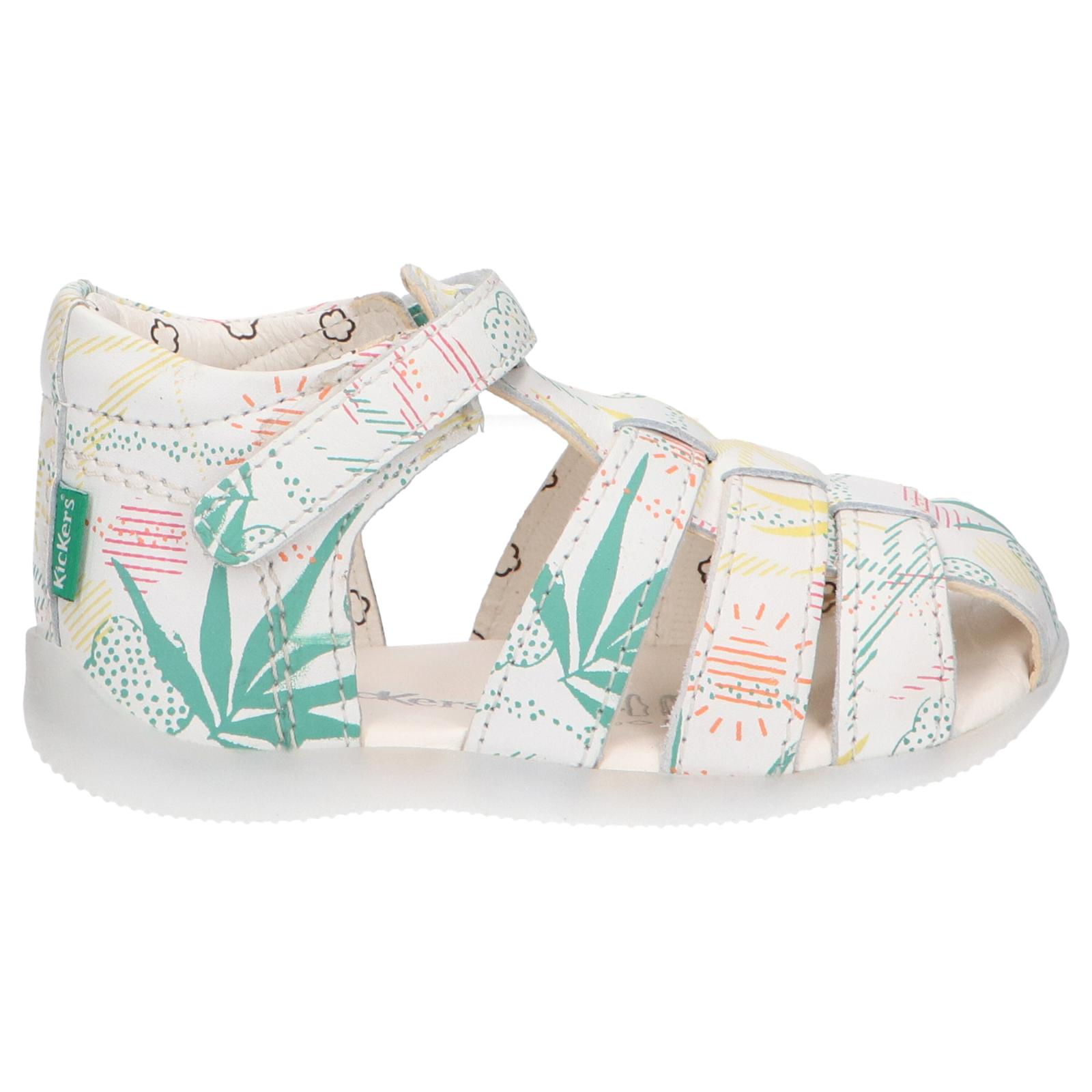 Kickers girl and boy sandals 895392 -10 bigflo-2 cow nappa 33 blanc sunshine