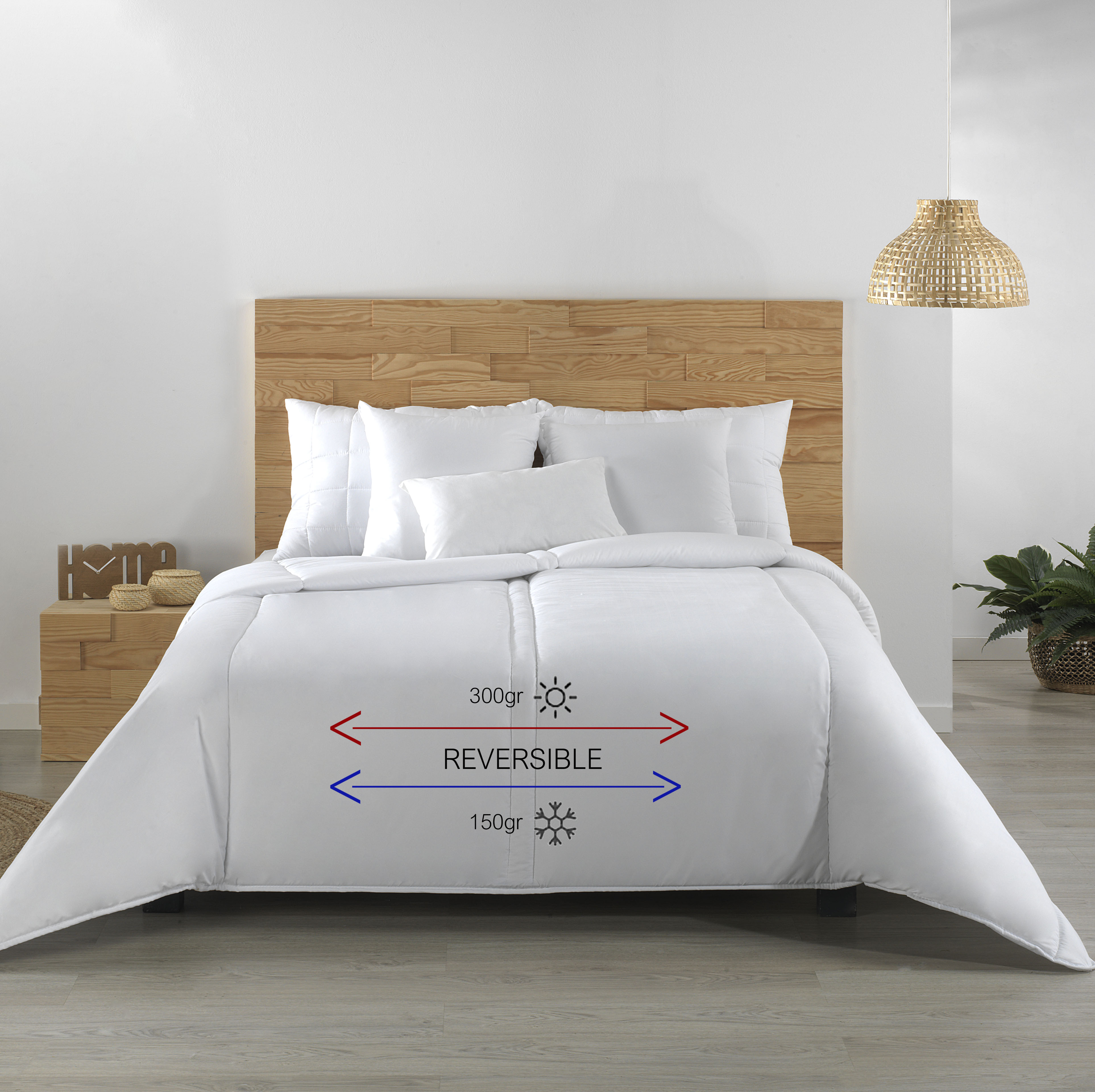 NORDIC HOME Edredón Nórdico Bizona 150+300 g | Fibra Tacto Pluma, 4 Estaciones