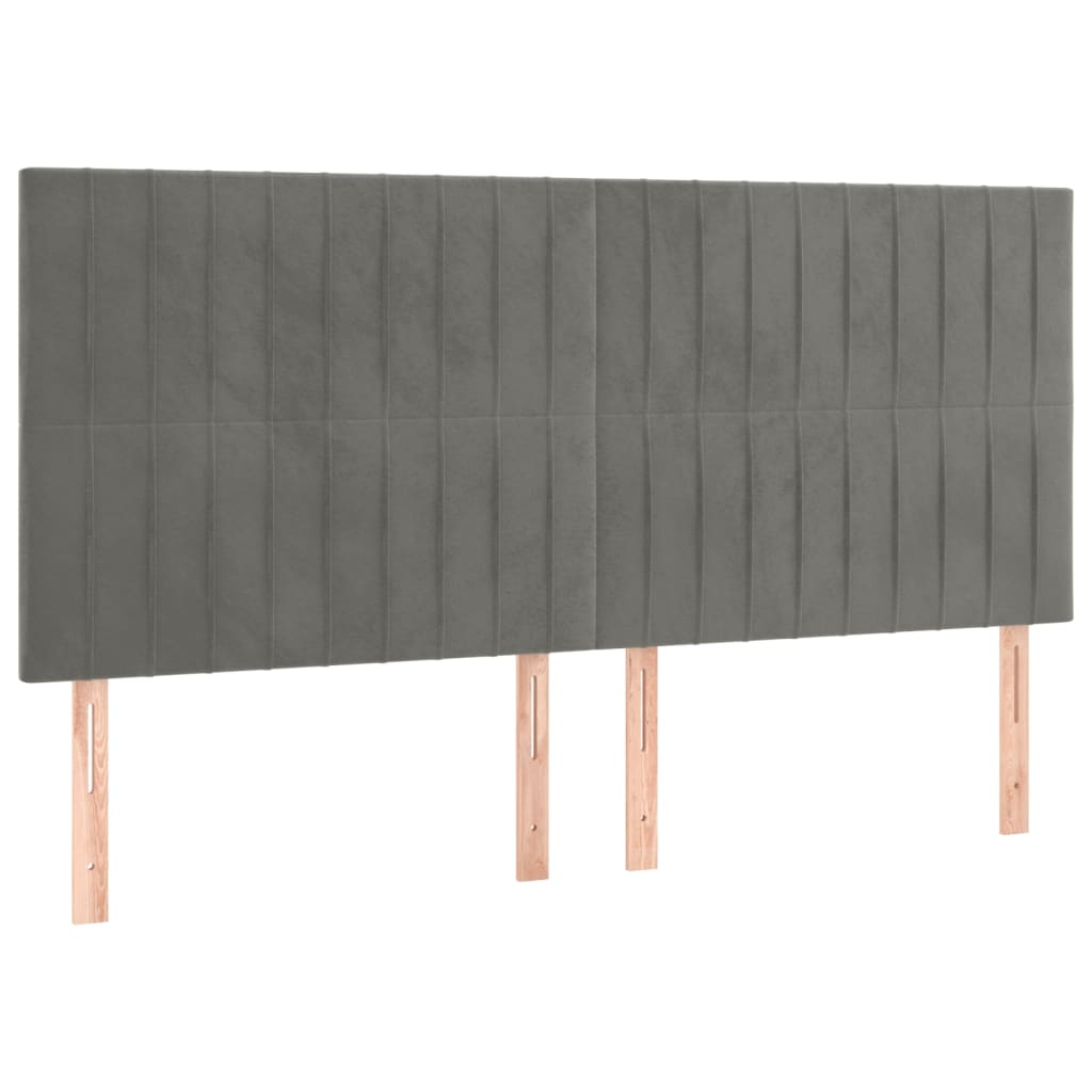 vidaXL Cabecero con luces LED terciopelo gris claro 200x5x118/128 cm