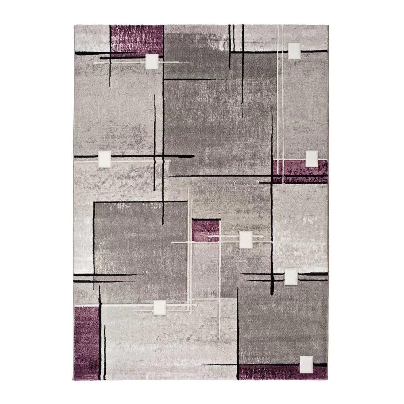Alfombra interior  de estilo geométrico en lila - DETROIT 20614 | 80x150, 120x170, 140x200, 160x230, 200x290 cm