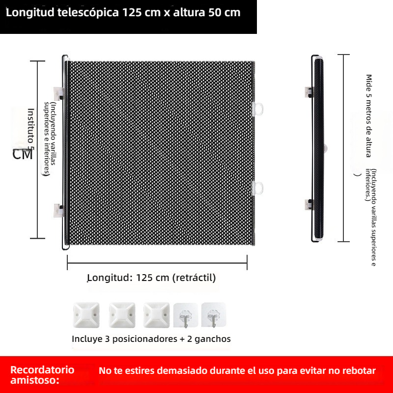 Barrera retráctil para gatos, antiescape, antissaltos, separador ajustable para puertas y pasillos, fácil instalación.