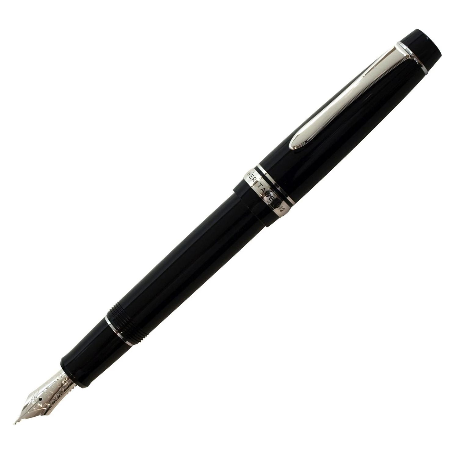 Pluma Estilográfica Pilot Custom Heritage 912   FKVH-2MR-B-M - Negro / Rodio - Plumín Oro 14K (Tamaño #10) made in Japan JDM (mercado interior japonés)