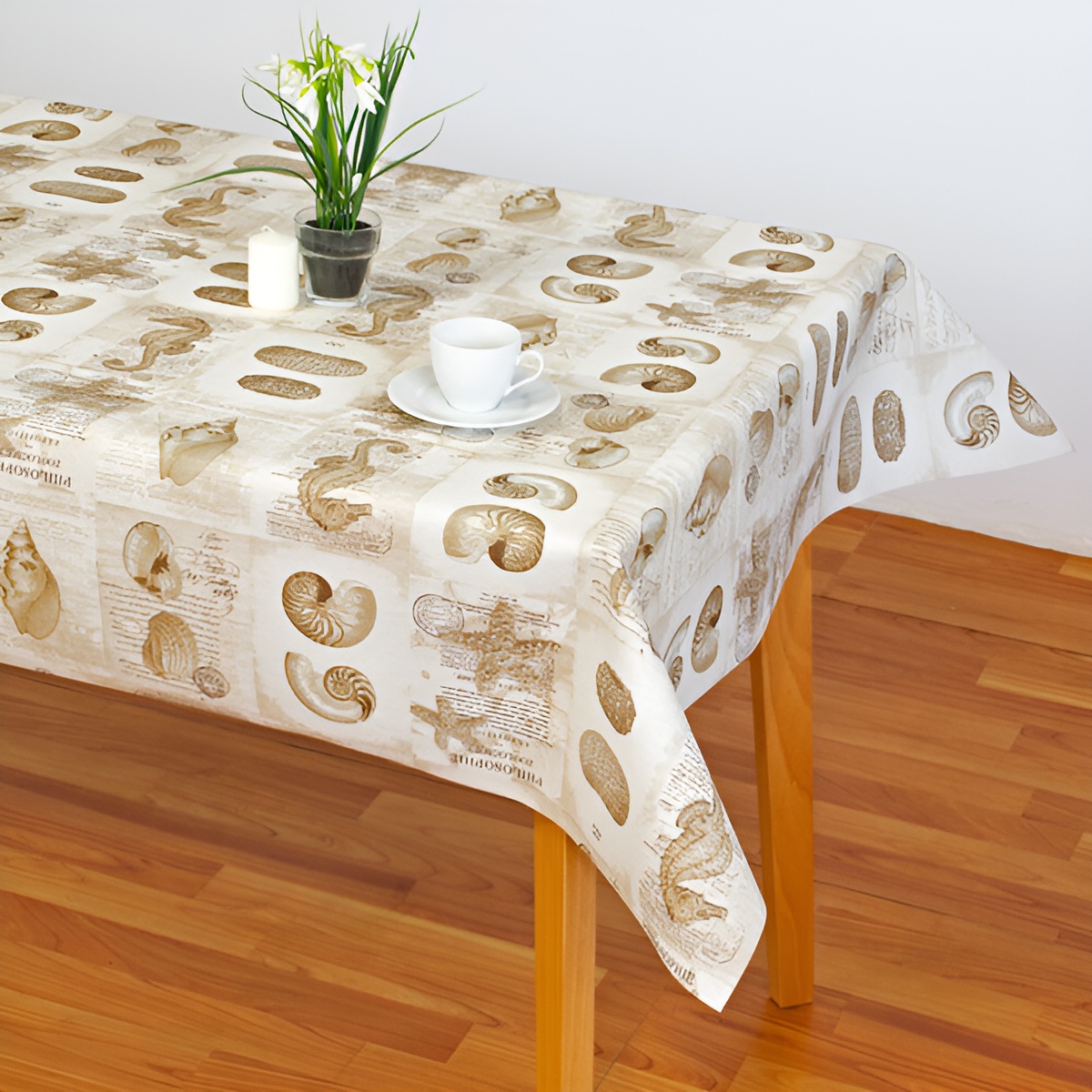Mantel Hulehule Tex - Diseño Exclusivo Impermeable Anti manchas Hostelería Tela Resinada Michele Beige