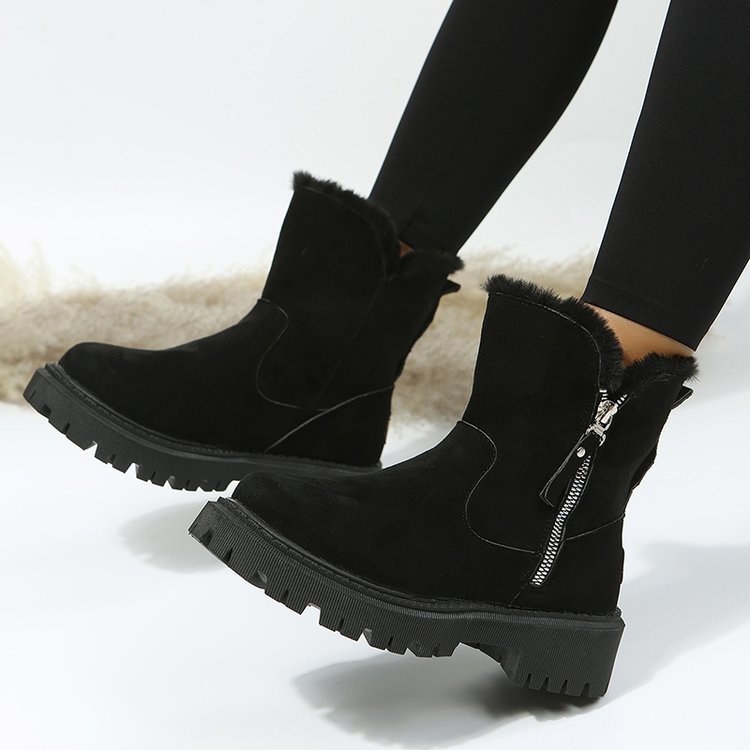 Botas de Nieve para Mujer, Moda de Invierno, nuevo modelo, De Tubo Medio, más terciopelo, Zapatos de Algodón gruesos y cálidos, BOTAS de Piel de Invierno para Mujer.