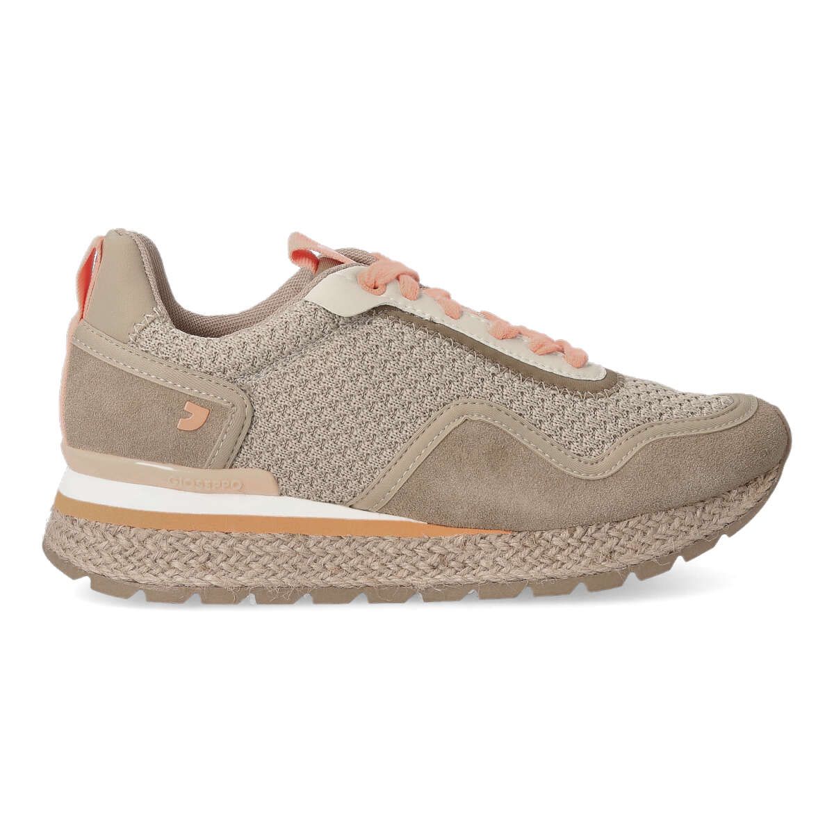 Gioseppo - Zapatillas sneakers Rukaj para mujer de piel y textil transpirable con suela EVA ligera y forro en yute color beige