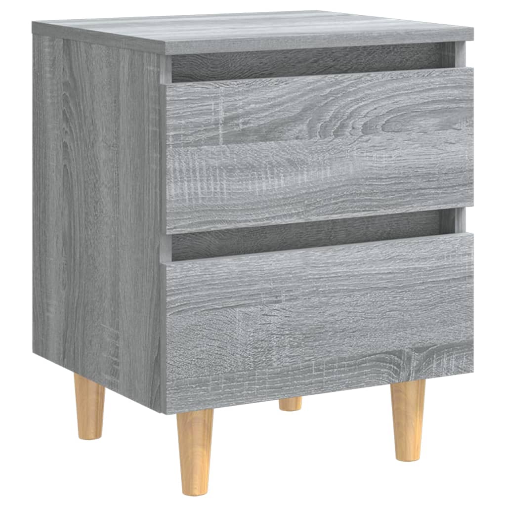 Vidaxl Mesita de Noche Patas de Madera Maciza 40x35x50cm Blanco