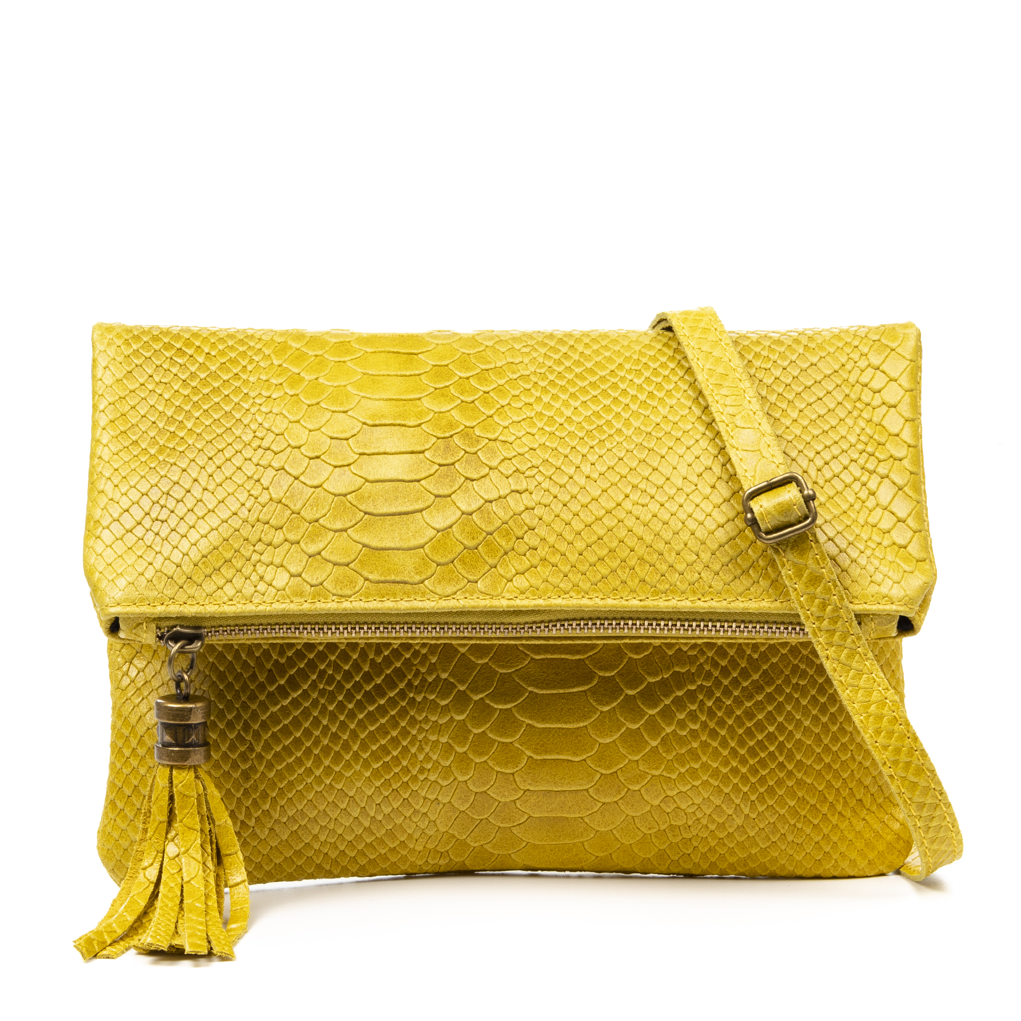 FIRENZE ARTEGIANI Alzano bolso bandolera mujer. Piel auténtica Gamuza grabado serpiente. Fabricado en Italia 27x5x29 Cm.
