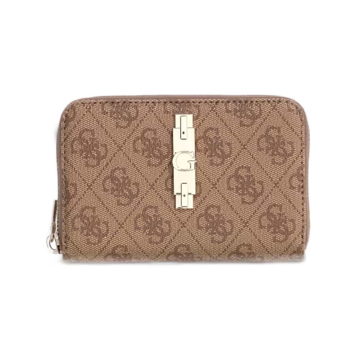 Monedero Guess Ybonne marrón multilogo para mujer