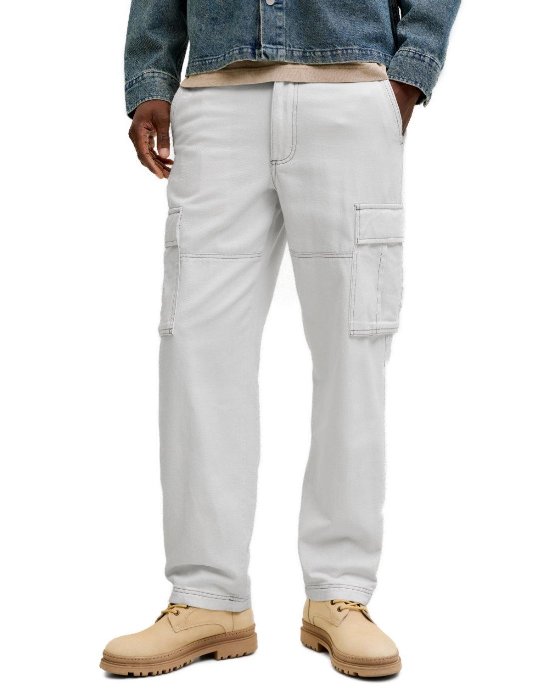 Pantalón vaquero Jack & Jones beige cargo regular de hombre