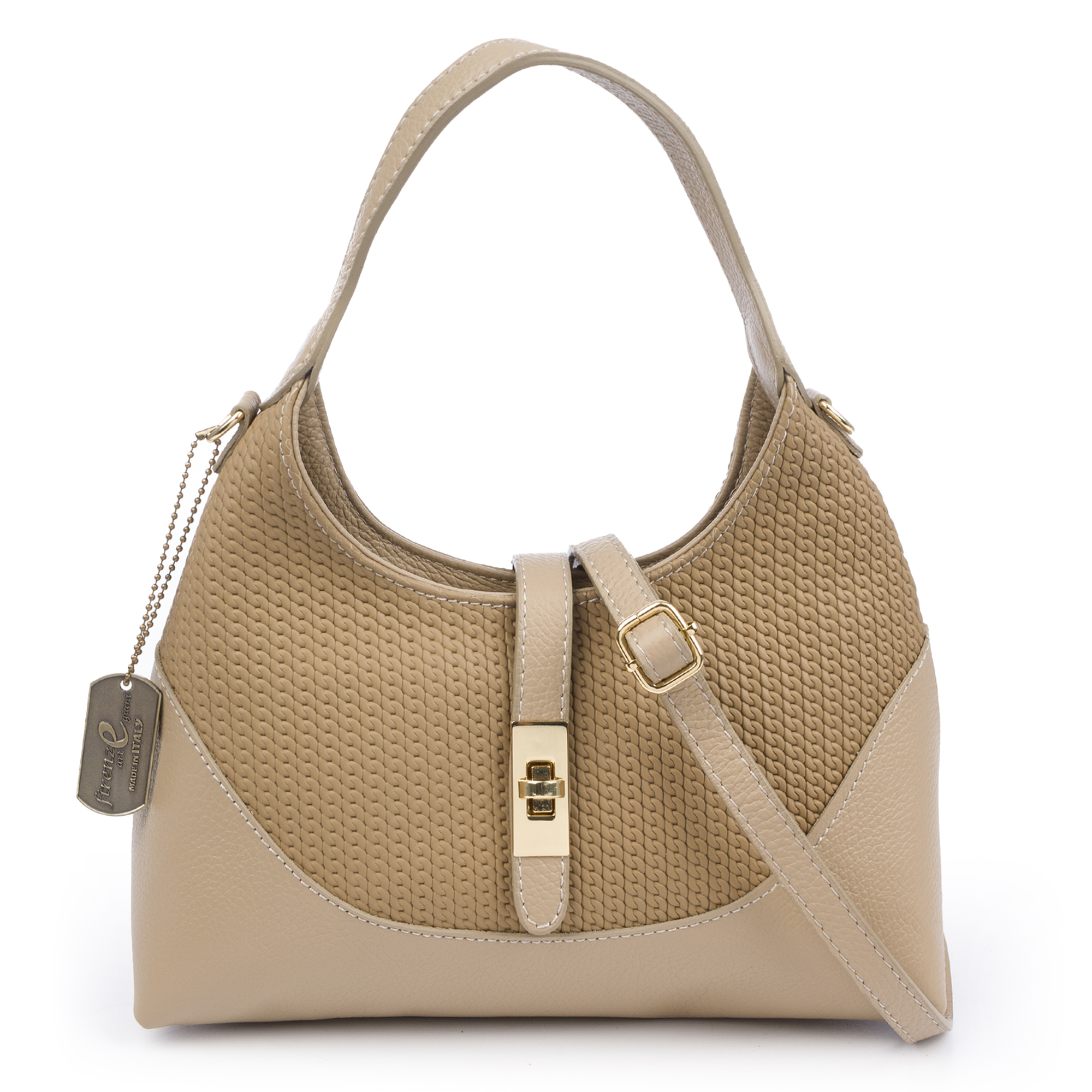 FIRENZE ARTEGIANI Belgioioso Bolso de hombro Mujer. Piel auténtica Dollaro Fabricado en Italia 29x12,5x16 Cm.