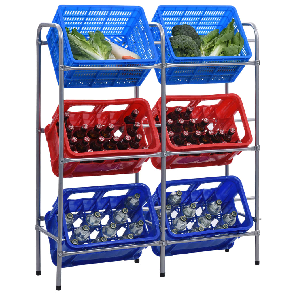 vidaXL Estante de Almacenamiento para Acero Plata Estantería Almacén Dimensiones 50x33x116 cm (3 cajas),  96x33x116 cm (6 cajas),  145x33x116 cm (9 cajas) y mas