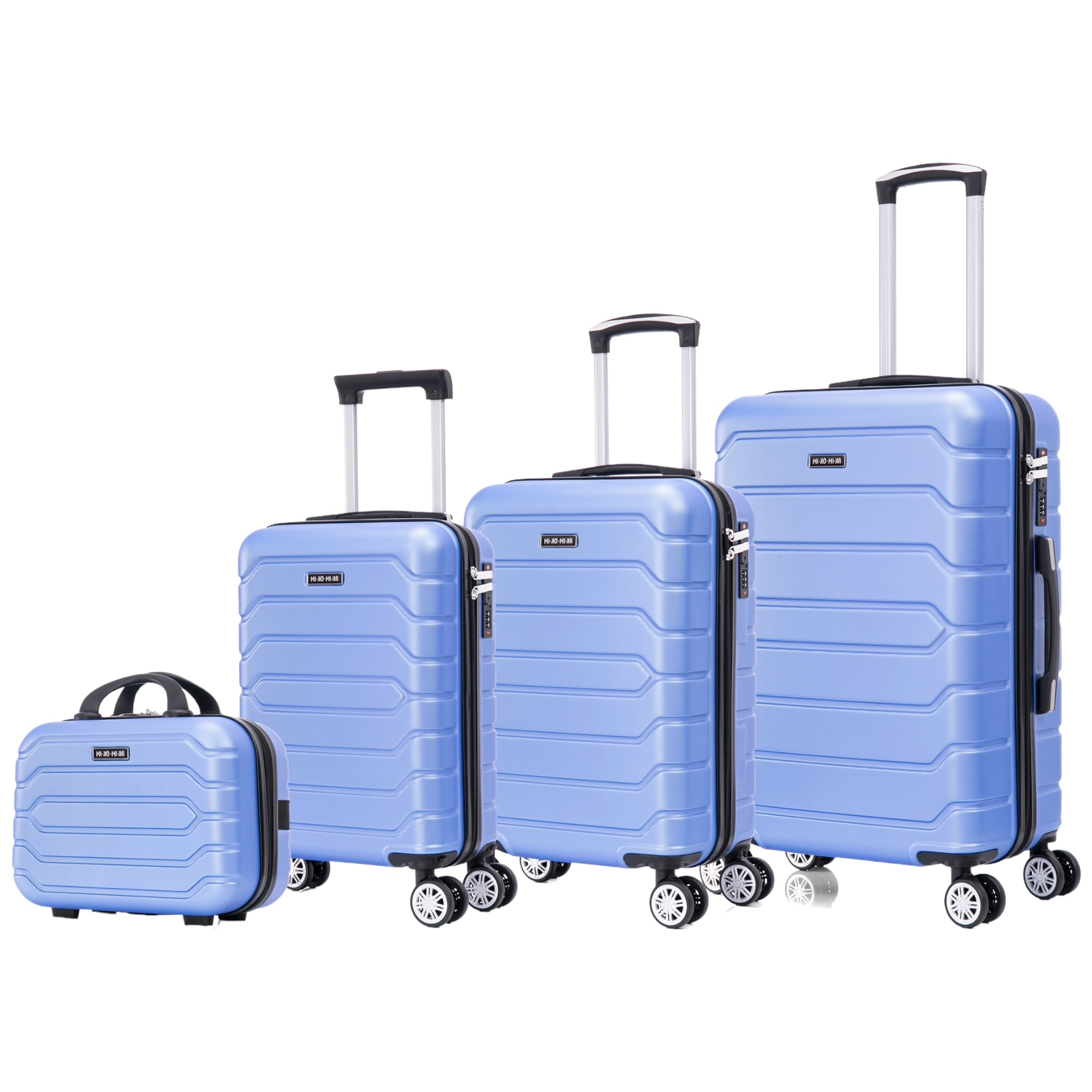 Conjunto de Maletas de Viaje Elegantes: Carcasa Ligera de ABS, Cerradura Numérica, 4 Ruedas Giratorias 360°, Asa Telescópica de Aluminio Juego de Maletas Set Trolley Maleta Cabina（7599 M004 8008 8002 ABS TOP)
