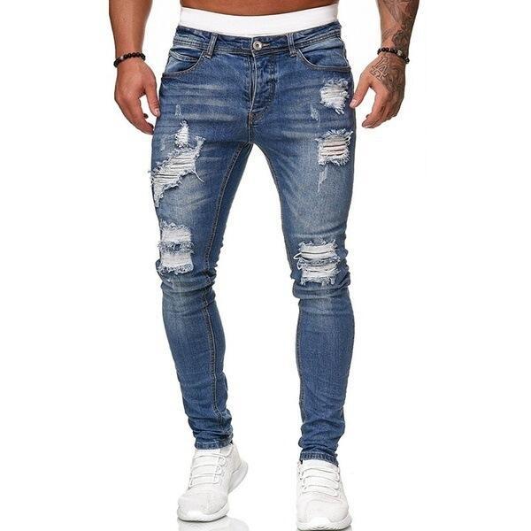 TK Pantalones vaqueros retro ajustados blancos rotos para hombre, un fenómeno de lujo.