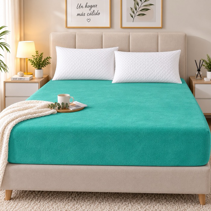 Sábana Bajera Ajustable de Coralina, Suave y Cálida para Invierno, Lavable a Máquina, Disponible en 90/105/135/150/180 cm.