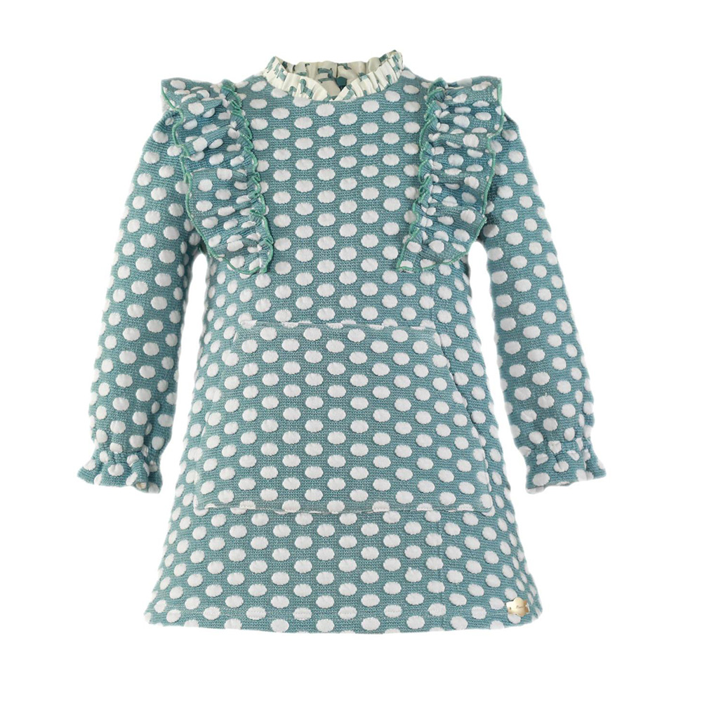 Miranda Vestido Niña 34/0523/V VERDE ropa niños Winter ROYALE CORDONETS