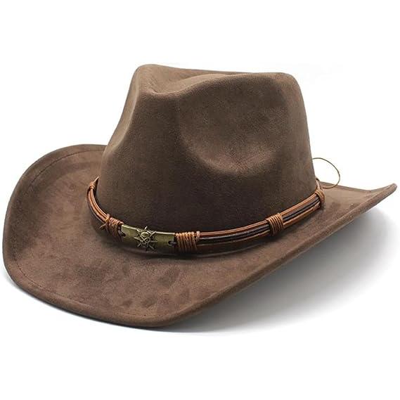 Sombrero de vaquero para mujeres y hombres, sombrero de ante occidental, sombrero de Panamá, sombrero de vaquero y vaquera, sombrero de fieltro de ala ancha para mujeres y hombres, sombreros