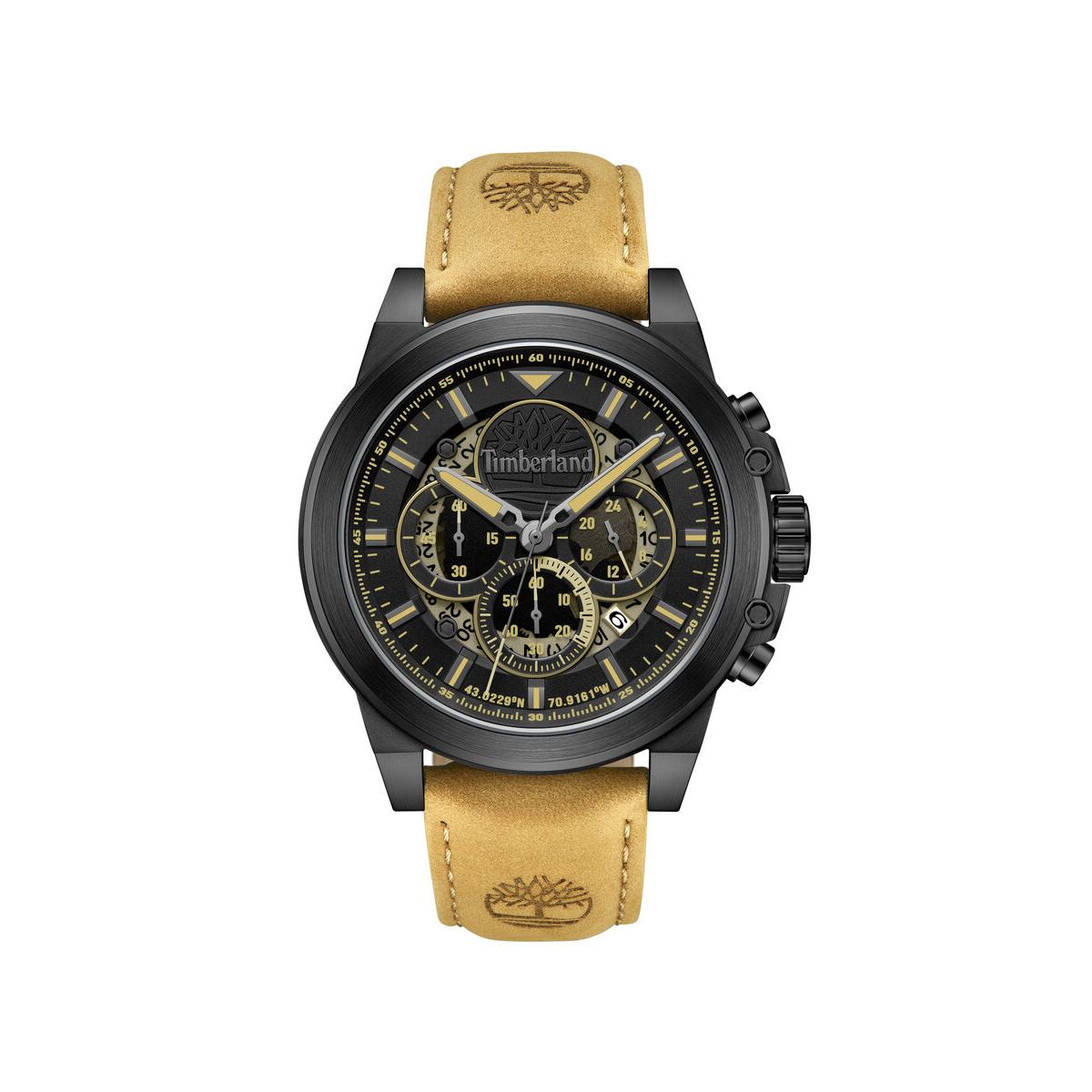 Timberland Reloj Hombre Caja De Acero Pulsera Genuine Leather De Color Marrón Resistente Al Agua 5 Atm Tdwgb0056003