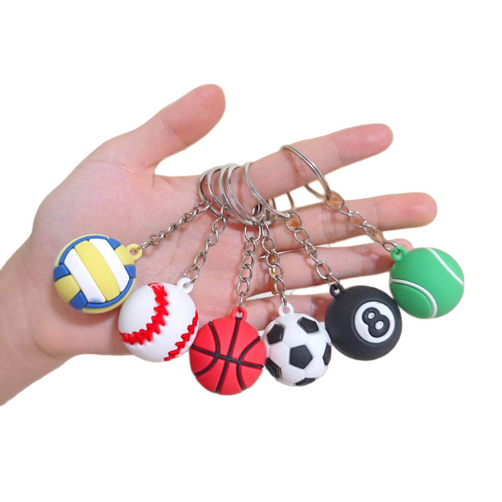 Juego de 6 llaveros de fútbol mini, llaveros con balón, llaveros deportivos, colores surtidos