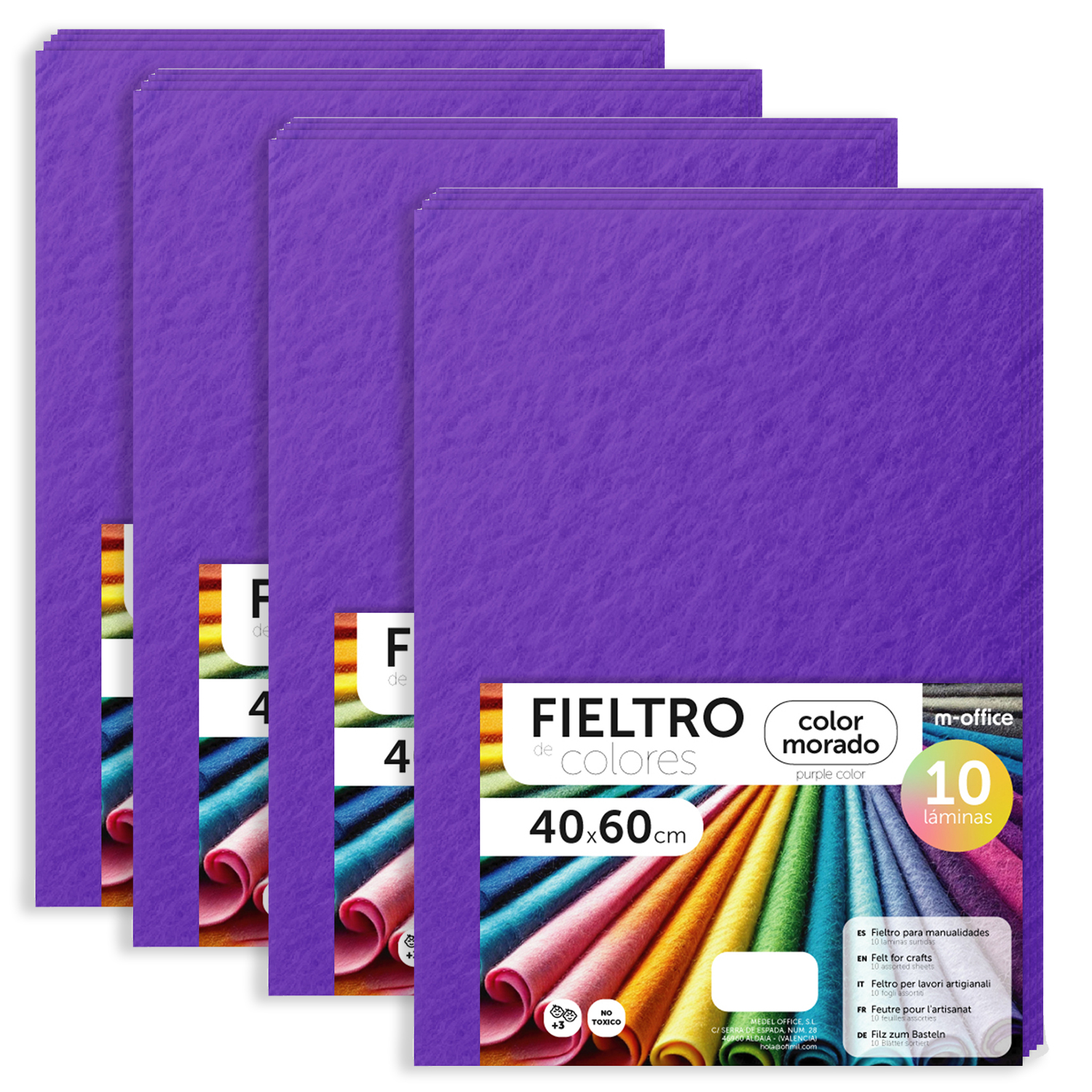 Fieltro para Manualidades, Fieltro de Colores, Suave y Flexible, Material para Costura, Telas Patchwork, Ideal para proyectos DIY, artesanía o decoración, 40x60cm - m-office (morado, 40 uds)