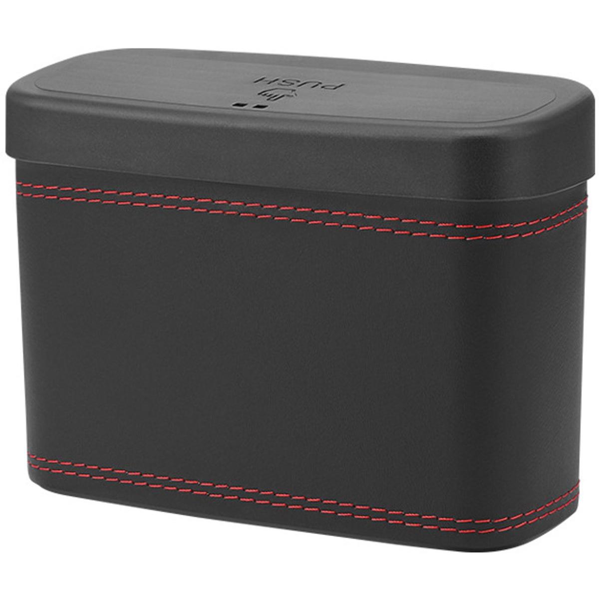 Papelera - Papelera para coche - Mini papelera - Papelera con tapa - Caja de almacenamiento multifuncional - Caja de almacenamiento - Para asiento trasero y puerta - Respaldo del asiento del coche - Montaje en puerta - Negro - Plástico