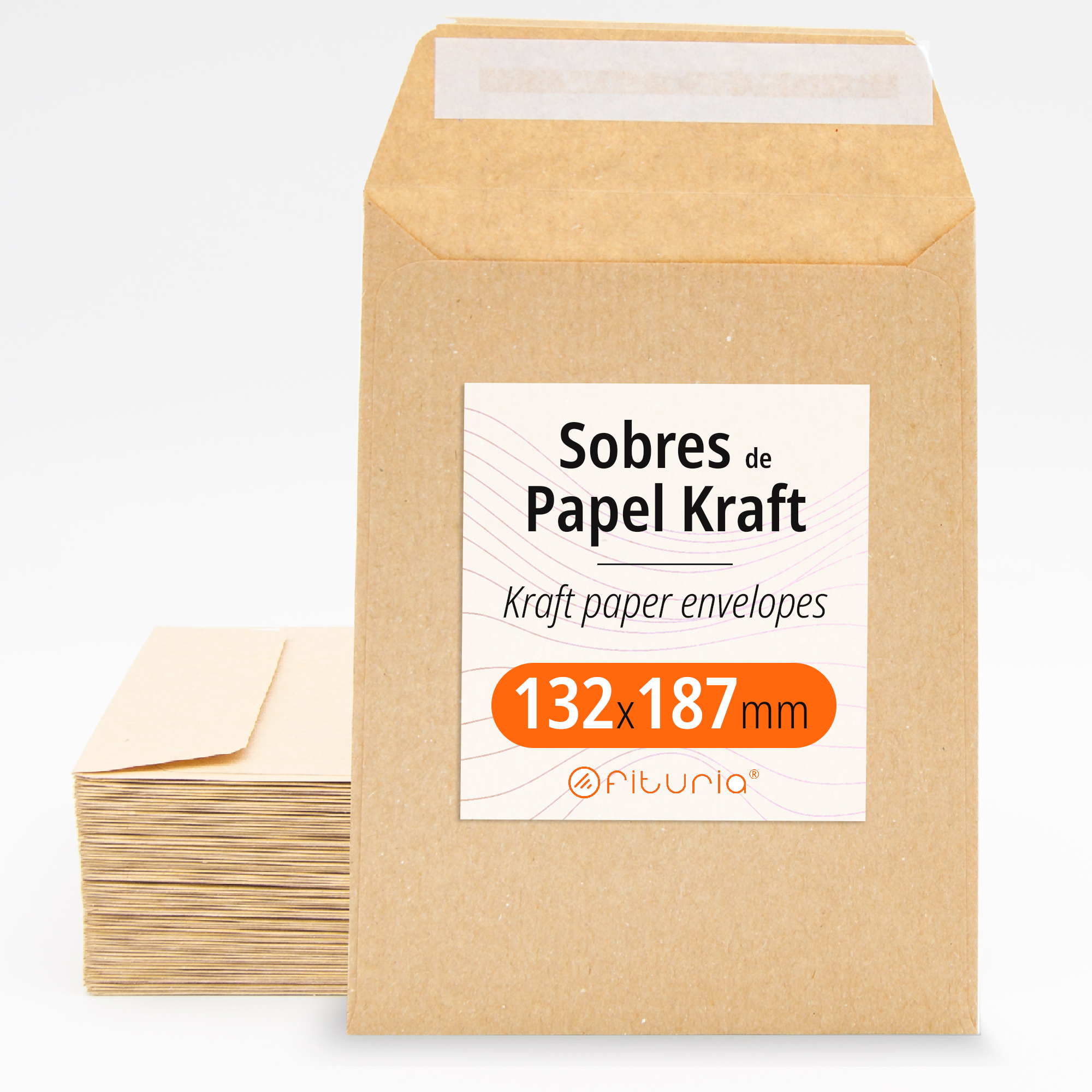 Sobres de Papel Kraft con Tira de Silicona para Invitaciones o Bolsitas de regalo de invitados en Bodas, Comuniones o Bautizos. Sobres para joyas o semillas - Ofituria