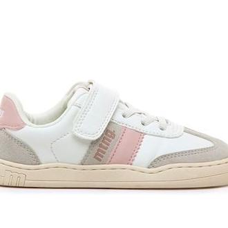 Zapatillas niña Mustang calzado respetuoso modelo Modern white Losfo light pink blanc0 gris y rosa escolares barefoot Mustang muy comodas diseñadas por el Dr. Juanjo López, traumatólogo deportivo e infantil con cierre de tira adherente y elasticos