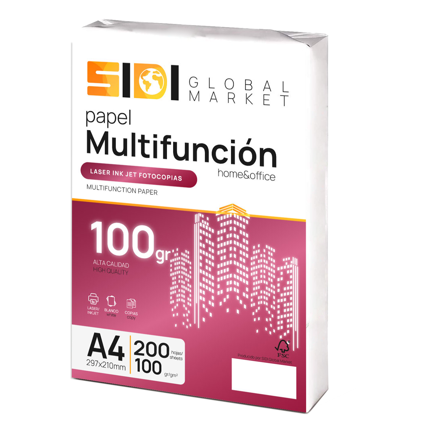 Papel A4, Papel Impresora A4, Folios A4 80gr, Paquete de Folios A4 para Uso Escolar, Laboral o Personal, Folios A4 para Fotocopiadora y Multiusos, Paquete Folios A4 - SIDI (200h, 100gr)