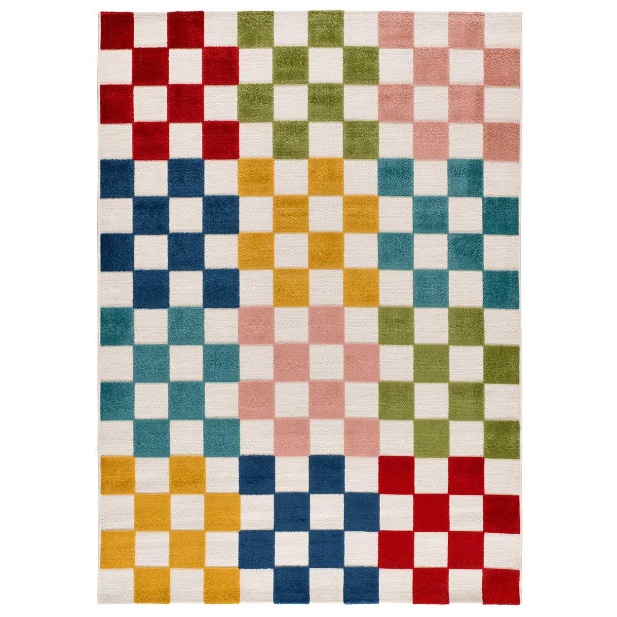 ATTICGO Alfombra de Interior de Estilo Geométrico con relieve en Multicolor - MILA 23516 | 80X150, 120X170, 160X230 cm
