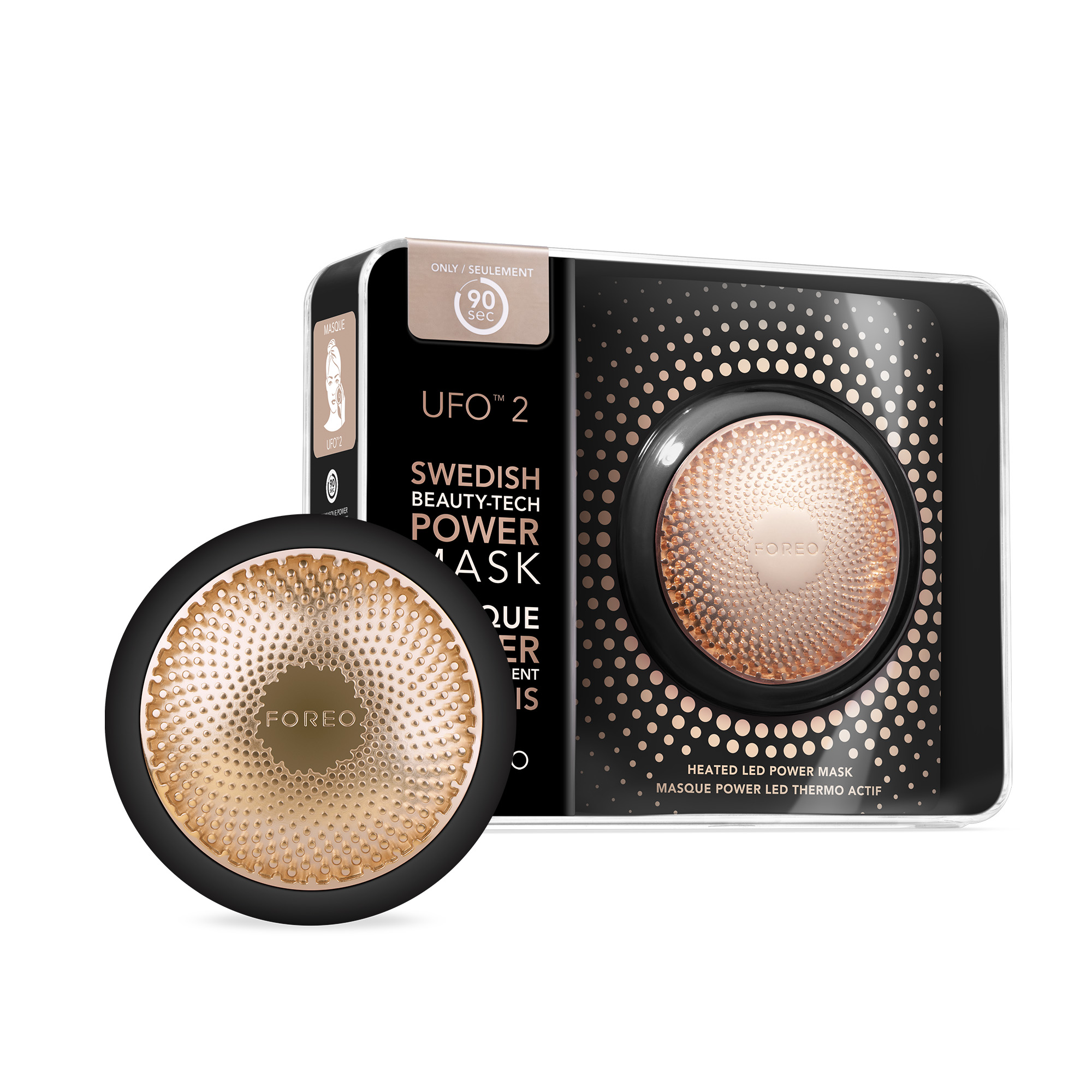 FOREO UFO 2 Tratamiento de máscara led facial, espectro completo luz led, terapia de luz led, mascarilla led facial, crioterapia, masajeador facial, aumenta absorción del cuidado facial