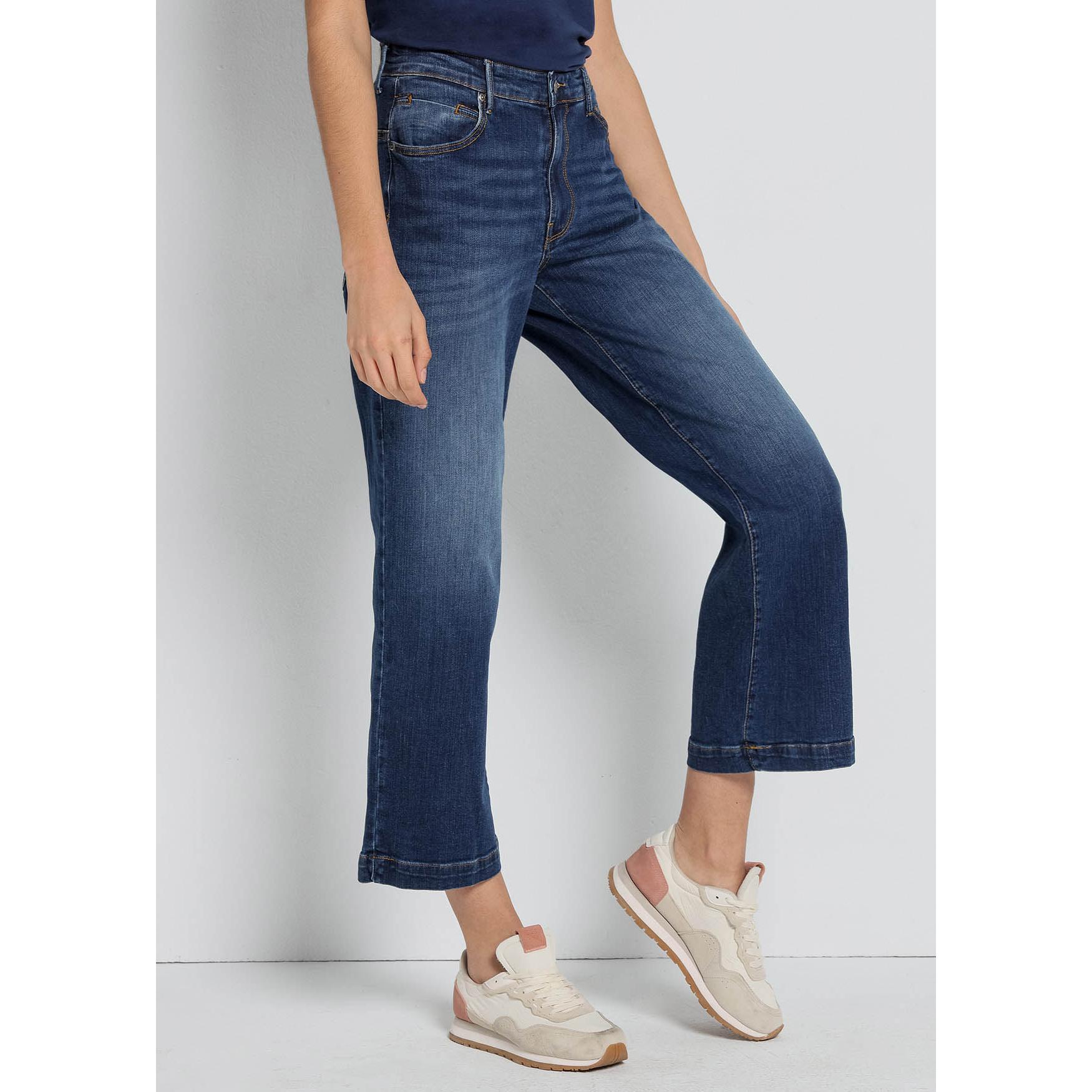 Vaquero Cimarron modelo Aurora para mujer · cintura media · straight wide leg · diseño femenino- Tallaje en Pulgadas
