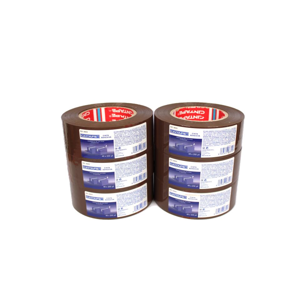 Cinta Adhesiva Color Marrón 48mm*200m Rollo de Embalaje Resistente Multiusos Paquete de 6/18/36 Rollos Cintape