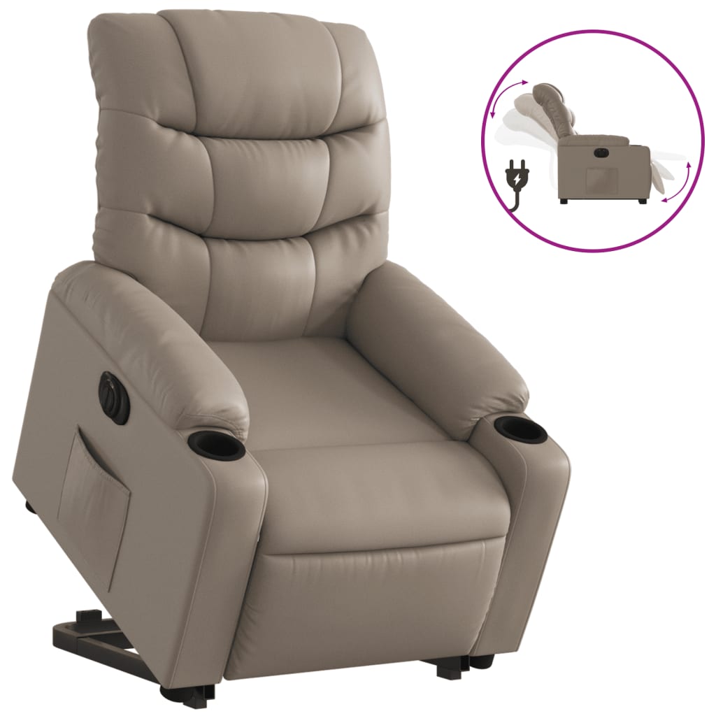vidaXL Sillón elevable eléctrico cuero artificial capuchino