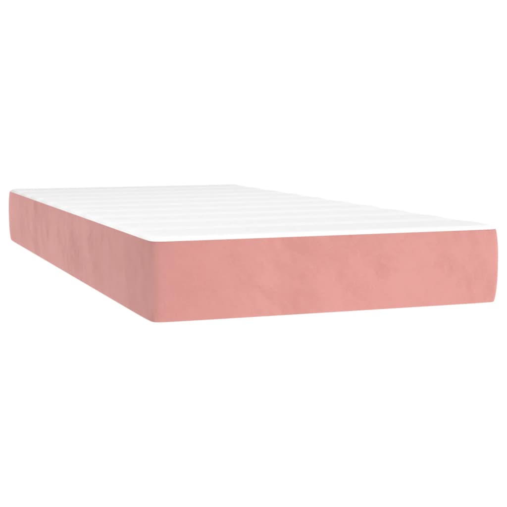 vidaXL Colchón de muelles ensacados firmeza media terciopelo rosa 90x200x20 cm