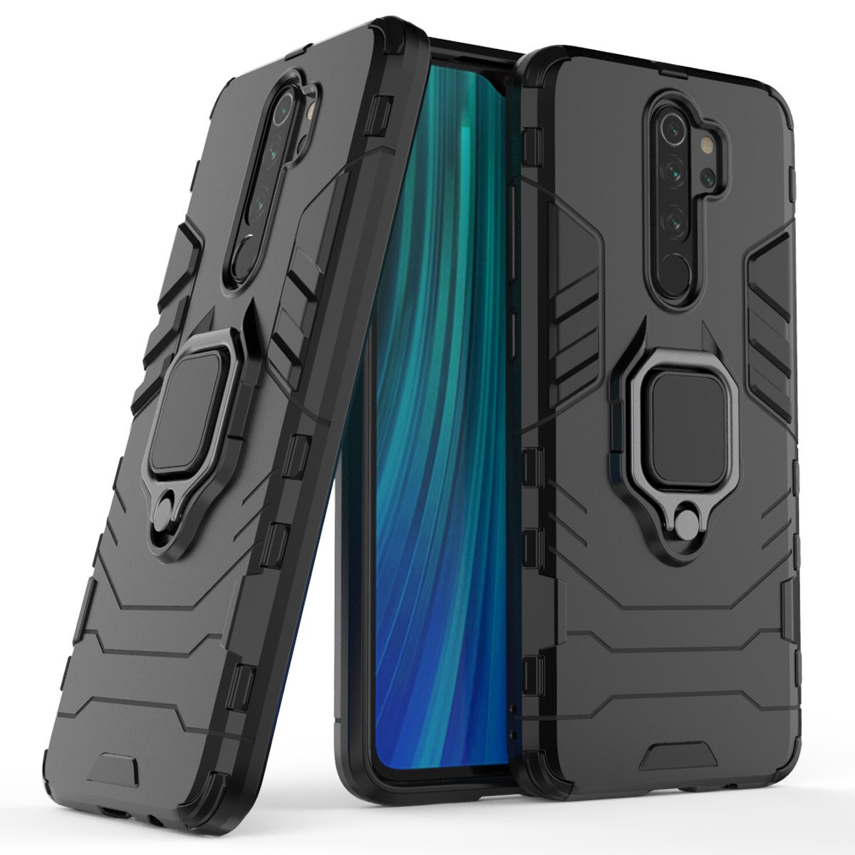 Max Power Digital Funda para móvil Xiaomi Redmi Note 8 Pro Carcasa Magnética con Anillo Imán Antigolpes Resistente Rígida Dura con Soporte [Tecnología de Absorción de Golpes] Perfecta Para Coche y Ver Multimedia Manos Libres