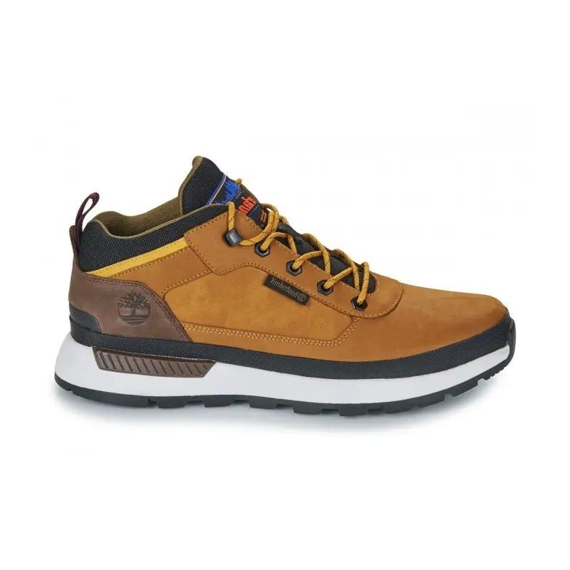 TB0A6DKNEM51 Botines marrones con cordones. Piel natural cuero. Suela blanca.