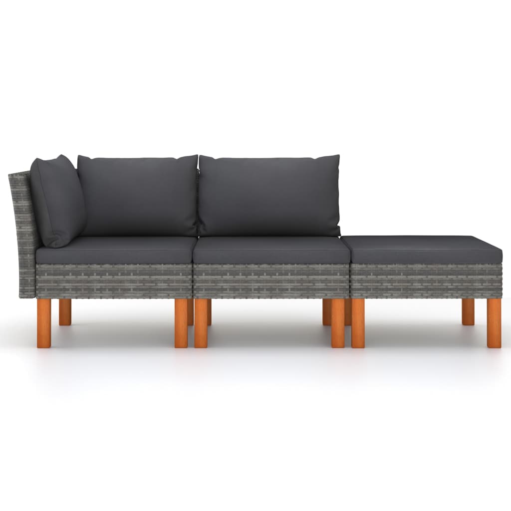 Vidaxl Juego Muebles Jardín Ratán Sintético y Eucalipto Gris y Negro