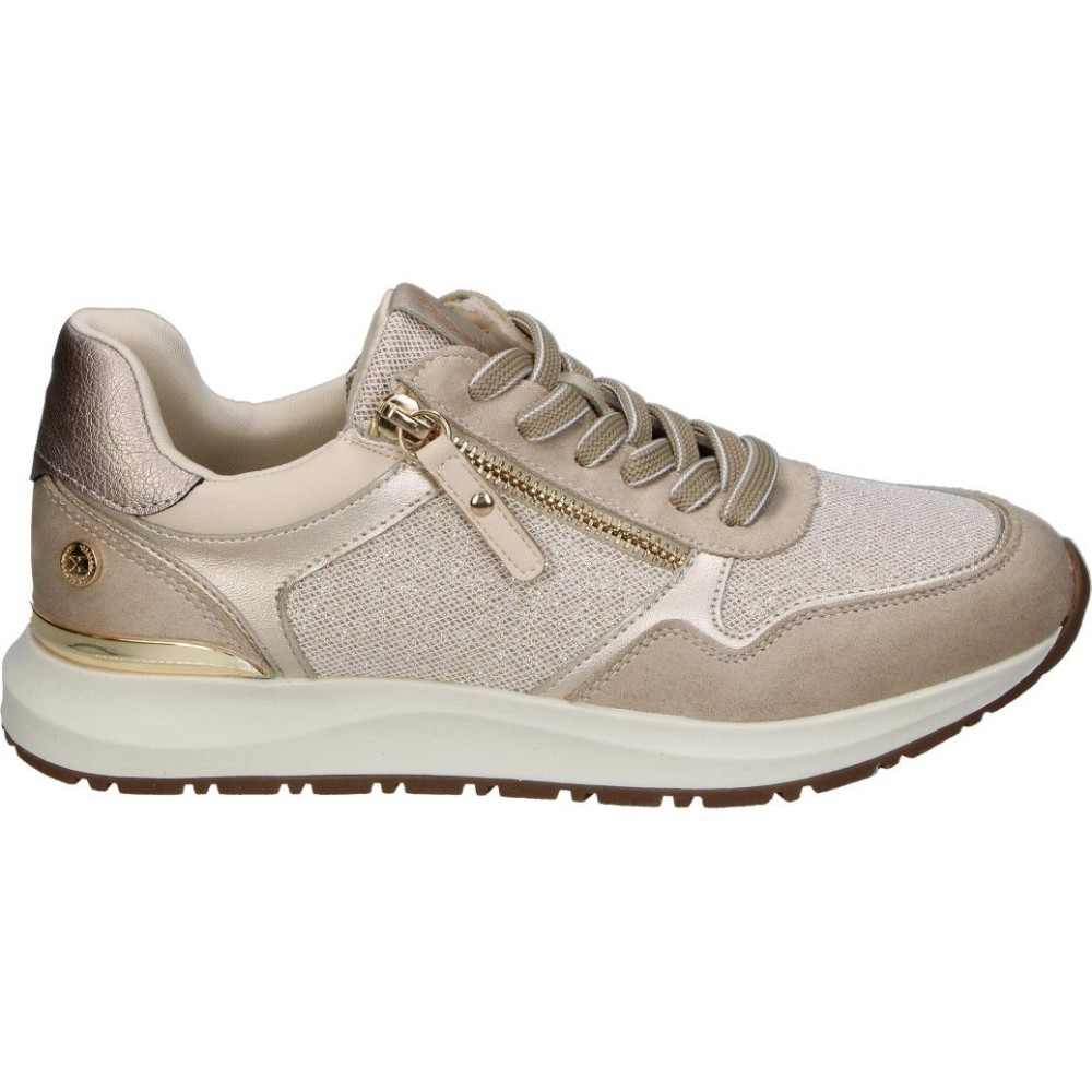 XTI | Zapatos XTI para Moda Joven – Zapatos en Color Beige con Detalles – Zapato con Cierre de Cremallera – Ajuste de Cordones – Estilo Casual – Cómodos – Combinables – Versátiles – Modelo 144219